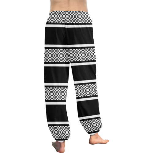 Black and White Daimond Lattice Pattern Bohemian Pants Women's All Over Print Harem Pants (Model L18)