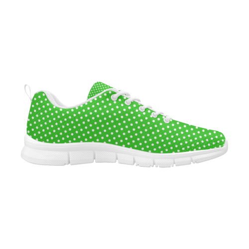 Green polka dots Women's Breathable Running Shoes (Model 055)