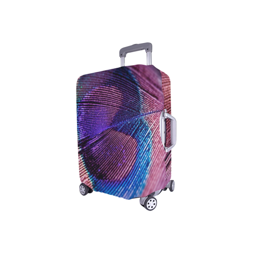 Purple Peacock Feather Luggage Cover/Small 18"-21"
