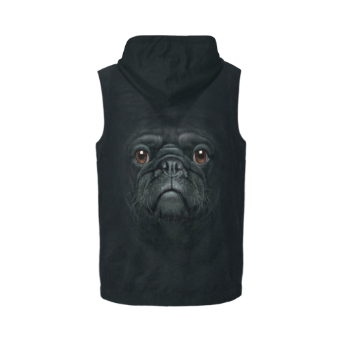 Black Pug All Over Print Sleeveless Zip Up Hoodie for Men (Model H16)