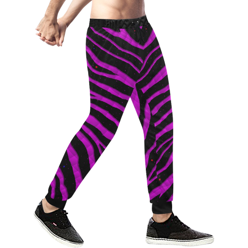 Ripped SpaceTime Stripes - Pink Men's All Over Print Sweatpants/Large Size (Model L11)