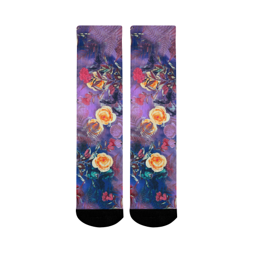 flowers 1 Mid-Calf Socks (Black Sole)