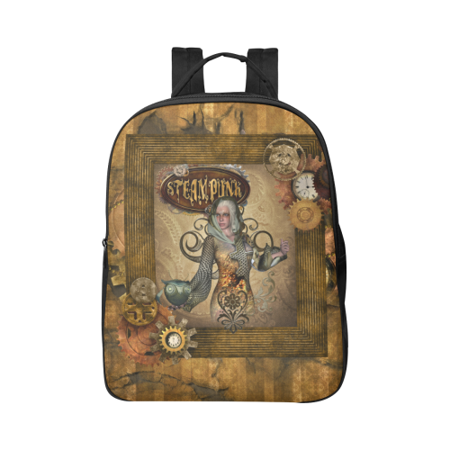 Steampunk lady with owl Popular Fabric Backpack (Model 1683)