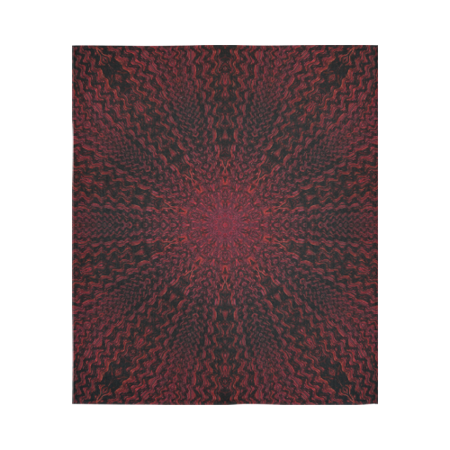 Red and Black Woven Fabric Fractal Mandala 1 Cotton Linen Wall Tapestry 51"x 60"