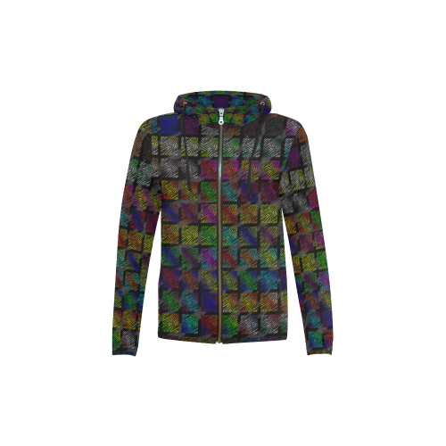 Ripped SpaceTime Stripes Collection All Over Print Full Zip Hoodie for Kid (Model H14)