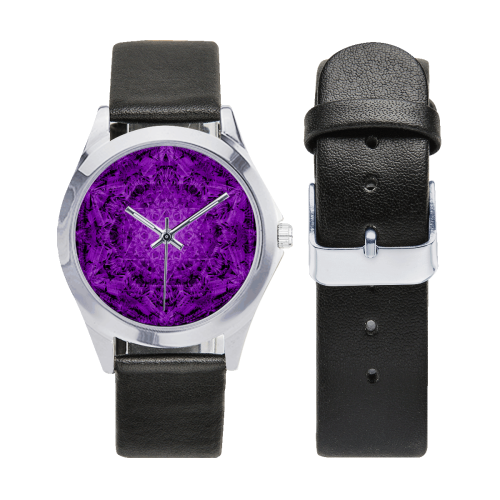 david star mandala 12 Unisex Silver-Tone Round Leather Watch (Model 216)