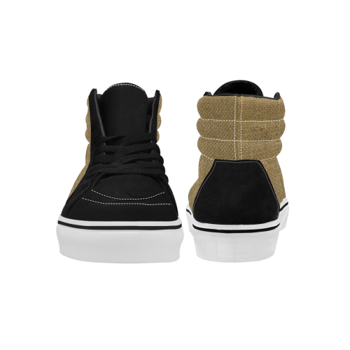 Burlap Coffee Sack Grunge Knit Look Men's High Top Skateboarding Shoes (Model E001-1)