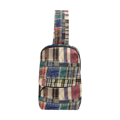 Permanent wrinkle look grunge plaid tartan patchwork Chest Bag (Model 1678)