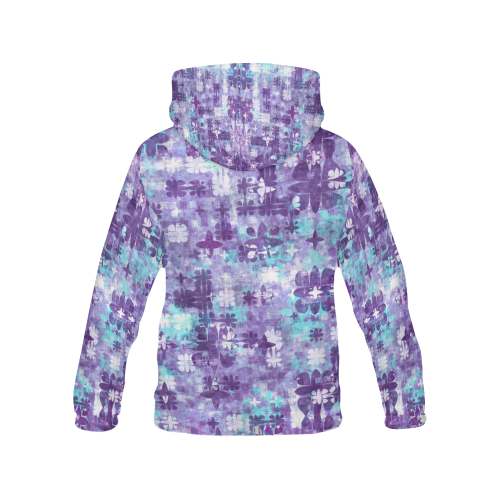 Purple Grime Foral All Over Print Hoodie for Women (USA Size) (Model H13)