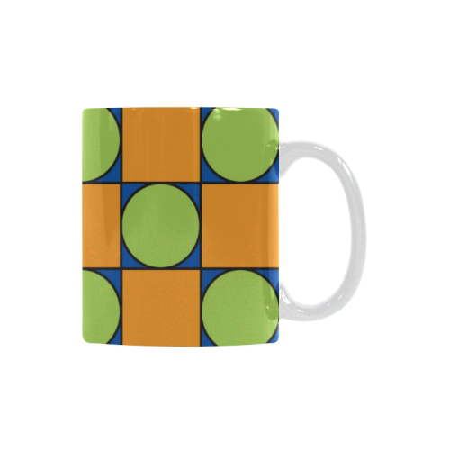 Pattern Circles and Squares Custom White Mug (11OZ)