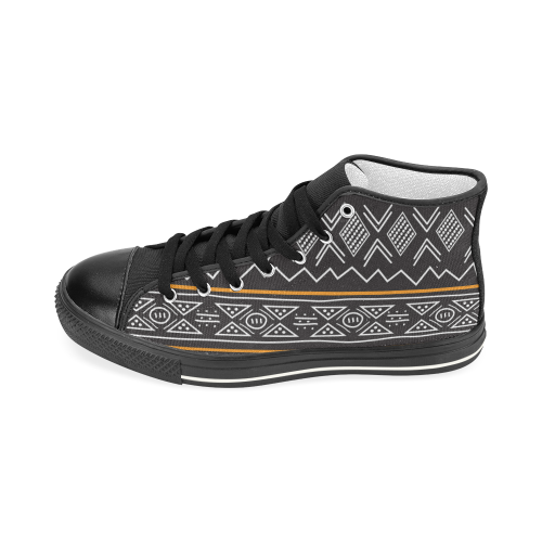 Black And White Modern Tribal Pattern Design Men’s Classic High Top Canvas Shoes (Model 017)