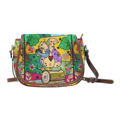 Samy the squirrel by Nico Bielow Saddle Bag/Large (Model 1649)
