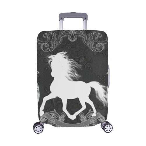 Horse, black and white Luggage Cover/Medium 22"-25"