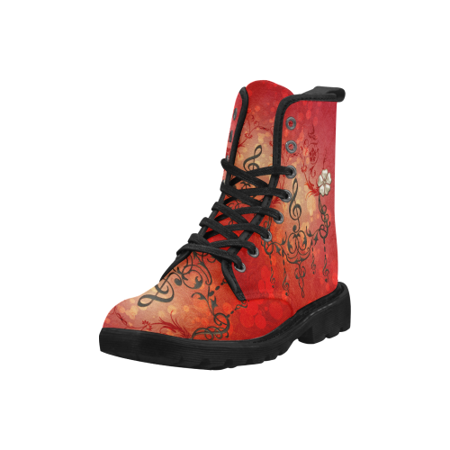 Music clef with floral design Martin Boots for Women (Black) (Model 1203H)