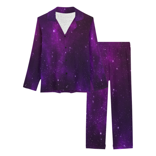Pink Galaxy Fuchsia Universe Women's Long Pajama Set