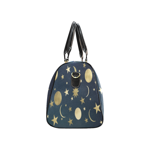 golden stars and moon New Waterproof Travel Bag/Large (Model 1639)