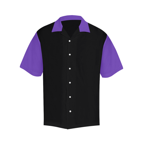 Casual Black and Purple Hawaiian Shirt (Model T58)