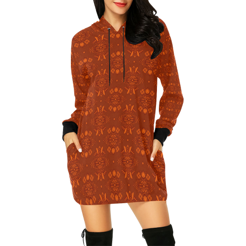 Wall Flower in Potter's Clay Wash by Aleta All Over Print Hoodie Mini Dress (Model H27)