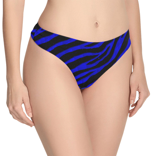 Ripped SpaceTime Stripes - Blue Women's All Over Print Thongs (Model L30)