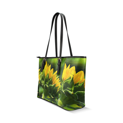 Sunflower New Beginnings Leather Tote Bag/Small (Model 1640)