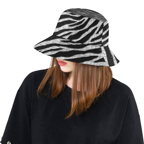 Ripped SpaceTime Stripes - White All Over Print Bucket Hat
