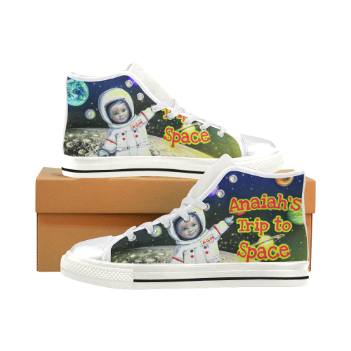 Anaiah's Space Shoe High Top Canvas Shoes for Kid (Model 017)