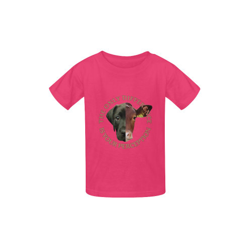 Vegan Cow and Dog Design with Slogan Kid's  Classic T-shirt (Model T22)