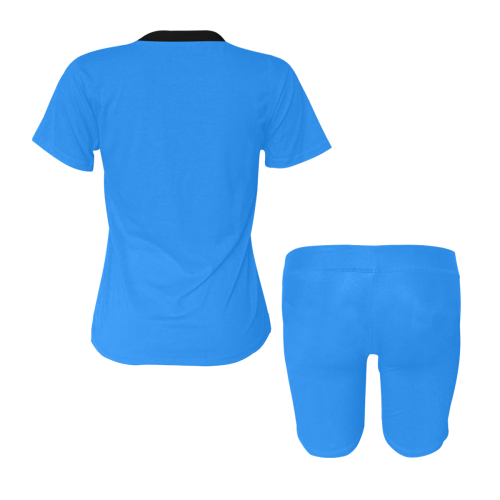 color dodger blue Women's Short Yoga Set