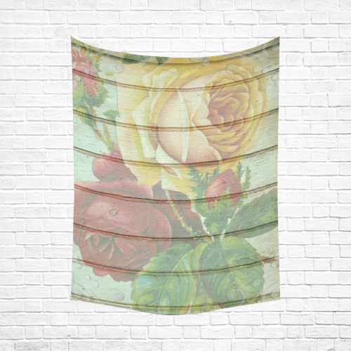 Vintage Wood Roses Cotton Linen Wall Tapestry 60"x 80"