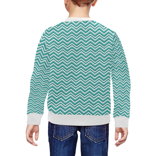 Turquoise Chevron All Over Print Crewneck Sweatshirt for Kids (Model H29)