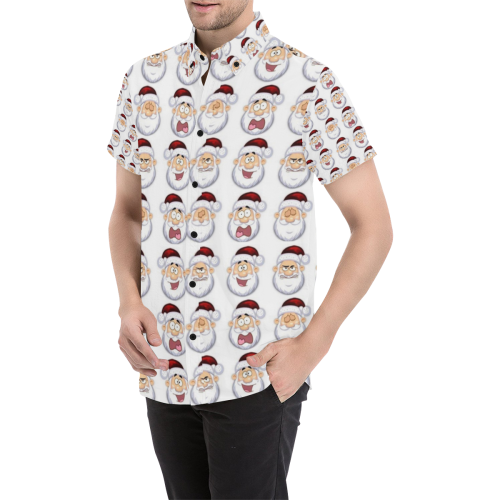 santa faces.all in a row Men's All Over Print Short Sleeve Shirt (Model T53)