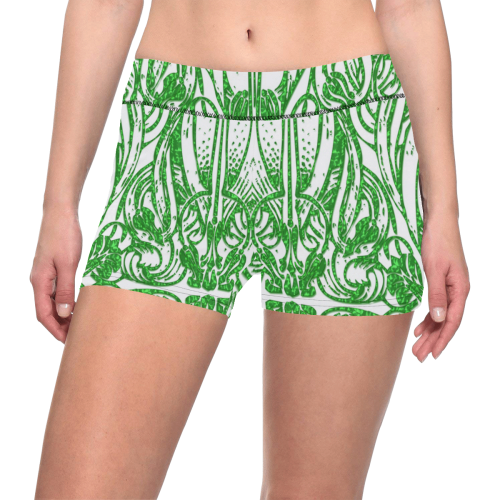 Lace Green Women's All Over Print Short Leggings (Model L28)