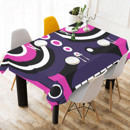 Pink Purple Tiki Tribal Cotton Linen Tablecloth 60" x 90"