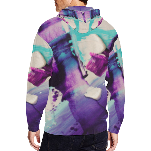 violet All Over Print Full Zip Hoodie for Men/Large Size (Model H14)