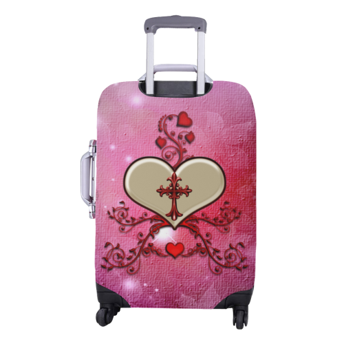 Wonderful heart with cross Luggage Cover/Medium 22"-25"