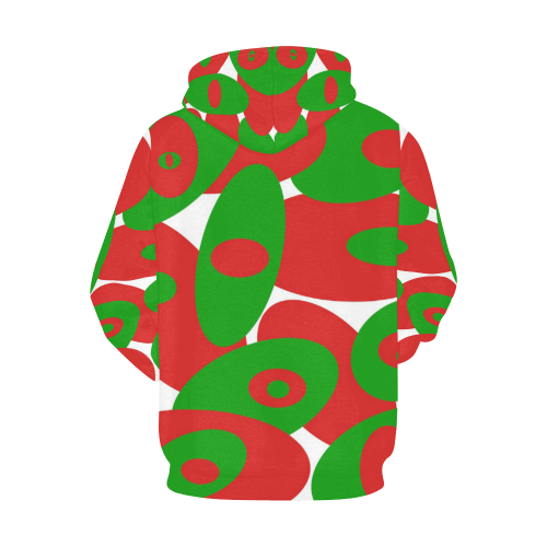 Red and Green Orbs All Over Print Hoodie for Women (USA Size) (Model H13)