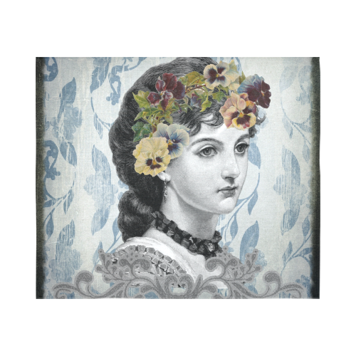 Vintage Lady Cotton Linen Wall Tapestry 60"x 51"