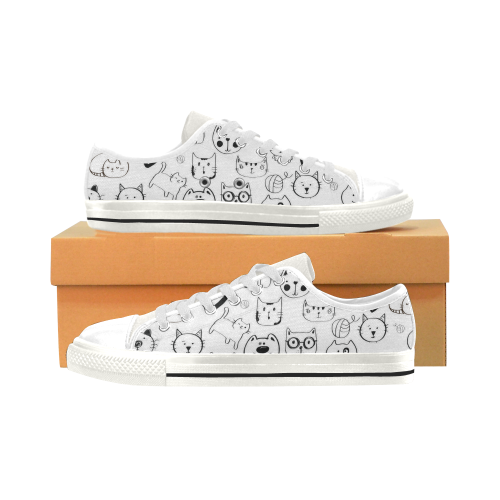 Meow Cats Low Top Canvas Shoes for Kid (Model 018)