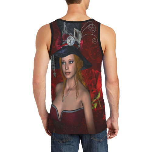 Beautiful steampunk lady, awesome hat Men's All Over Print Tank Top (Model T57)
