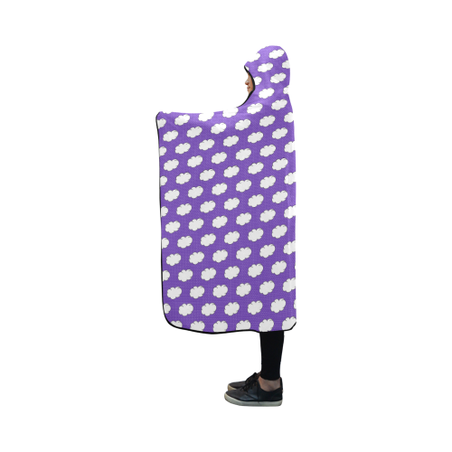 Clouds with Polka Dots on Purple Hooded Blanket 50''x40''