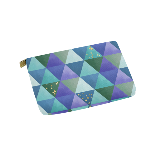 Triangle Pattern - Blue Violet Teal Green Carry-All Pouch 9.5''x6''