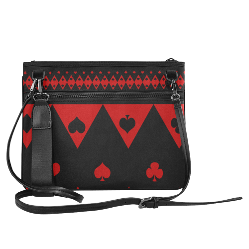 Black and Red Playing Card Shapes Slim Clutch Bag (Model 1668)