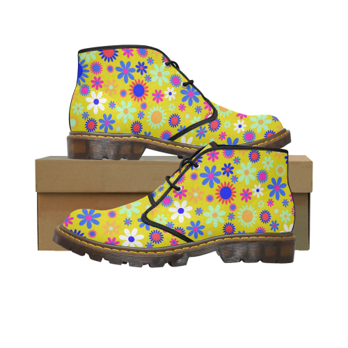 FLORAL DESIGN 5 Women's Canvas Chukka Boots/Large Size (Model 2402-1)
