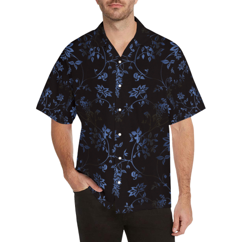 Gothic Black and Blue Pattern Hawaiian Shirt (Model T58)