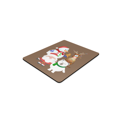 Christmas Gingerbread, Snowman, Santa Claus  Brown Rectangle Mousepad