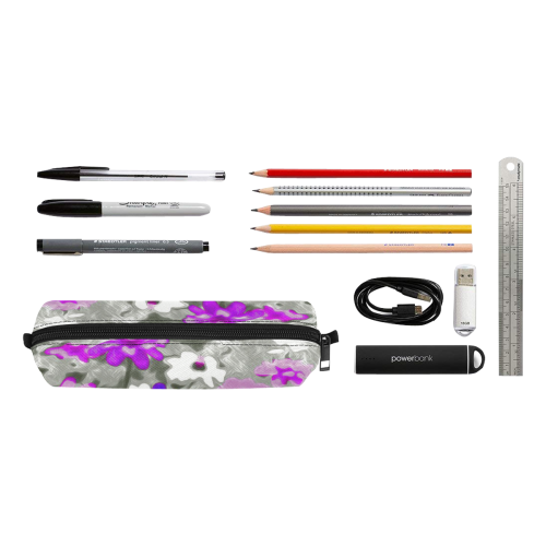 Flowers, black,white and splash C by JamColors Pencil Pouch/Small (Model 1681)