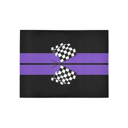 Checkered Flags, Race Car Stripe Black and Purple Area Rug 5'3''x4'