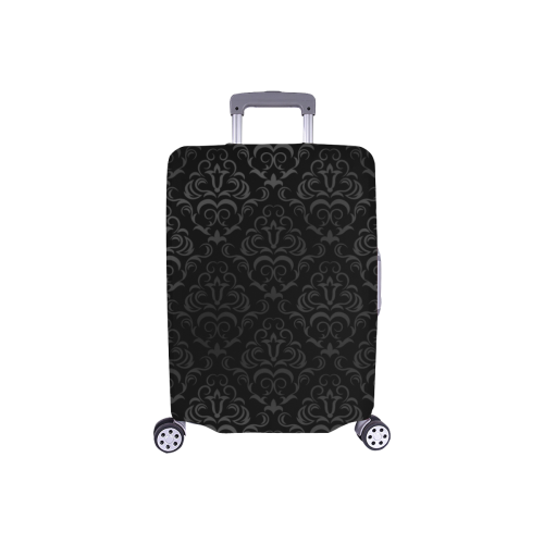 Elegant vintage floral damasks in  gray and black Luggage Cover/Small 18"-21"