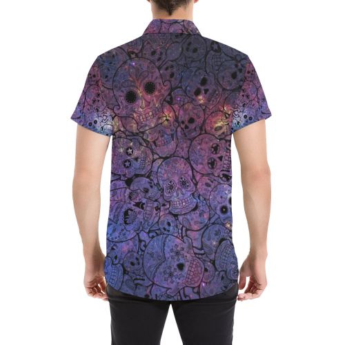 Cosmic Sugar Skulls Men's All Over Print Short Sleeve Shirt (Model T53)