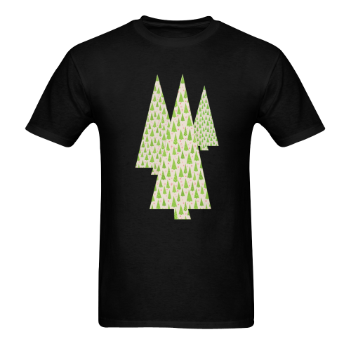 Christmas Trees Pattern  Black Men's T-shirt in USA Size (Front Printing Only) (Model T02)